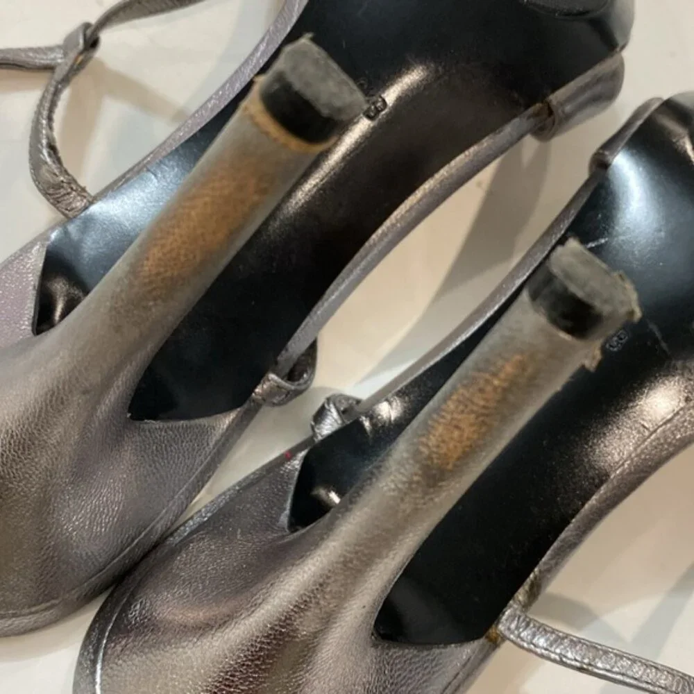 Lauren Ralph Lauren Silver Metallic Strappy High Heel Sandals